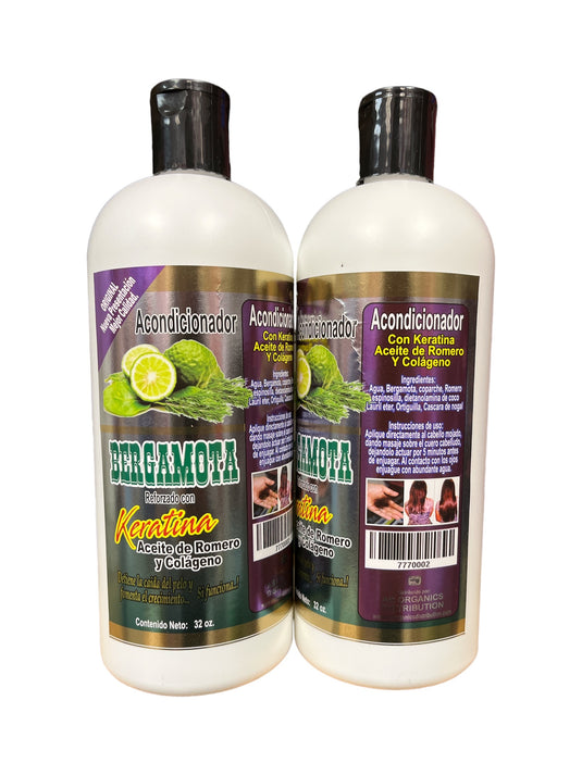 Hair- Acondicionador Bergamota Reforzada con Keratina 32oz. (4pc bundle, $4.50 each)