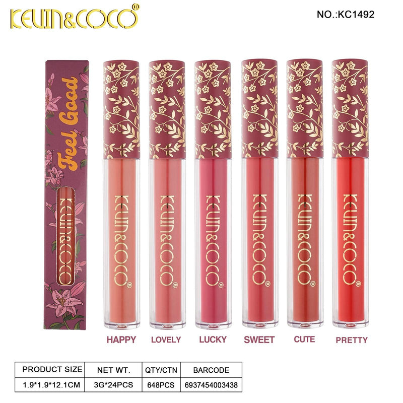 Load image into Gallery viewer, Lips-Kevin&amp;Coco Pink Flowers Feel Good Non-Stick Lip Gloss KC1492 ($1 each, 24pc Display)
