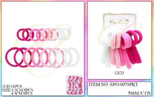Hair-Pink Tone Elastic Hair Ties Set SPO-0078PKT (12pc pack)