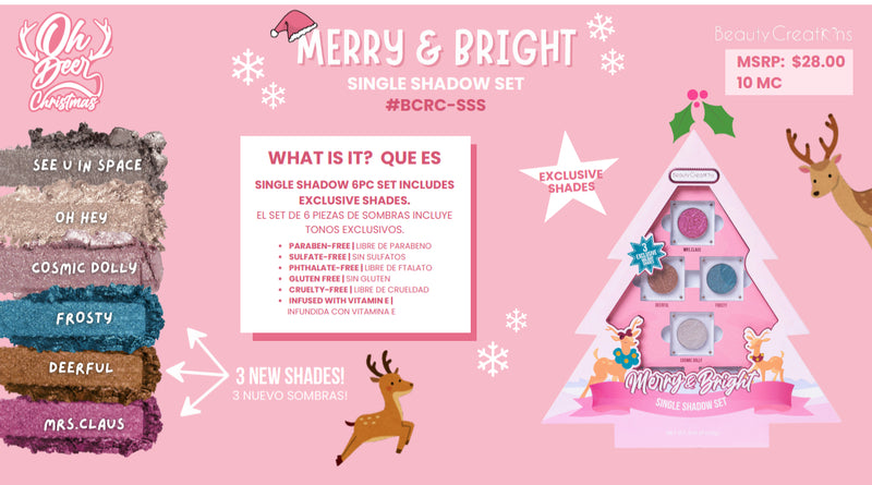 Load image into Gallery viewer, Eyes-Beauty Creations OH Deer Merry &amp; Bright Single Shadow Set  #BCRC-SSS  (2pc Bulk, $14 each)
