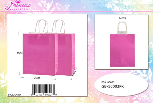 Accessories-Pink Paper Gift Bags GB-50002PK (12pc pack)