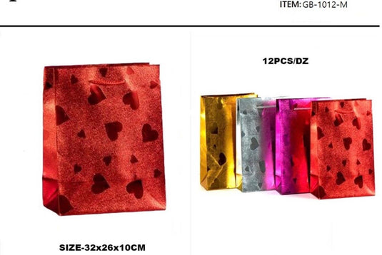 Accessories-Medium Size Hearts Gift Bags GB-1012-M (12pc pack)
