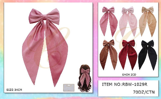 Hair-Big Hair Bow RBW-1029R (12pc Pack)