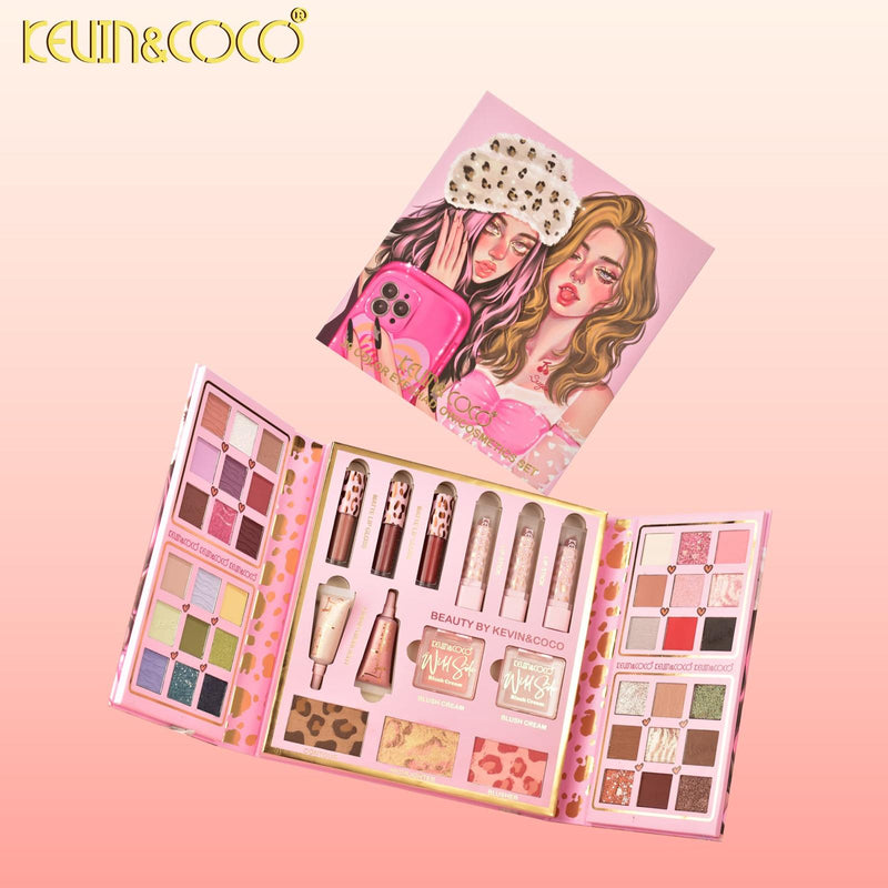 Load image into Gallery viewer, Lips-Kevin&amp;Coco Leopard Print 39-Color Face &amp; Eye Makeup Kit KC1099 ($9.50 each, 4pc bundle)
