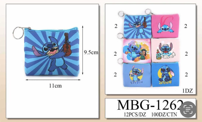 Novelties- Assorted Ohana Coin Bag Keychain MBG-1262 (12pc pack)