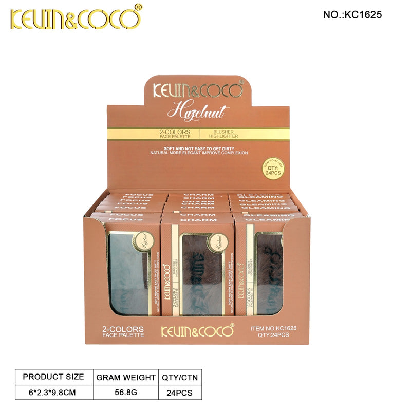 Load image into Gallery viewer, Face-Kevin&amp;Coco Hazelnut Blush &amp; Highlight Palette KC1625 ($2.50 each, 24pc Display)
