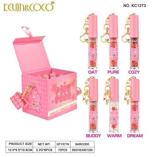 Lips-Kevin&Coco Pink Bear Lip Gloss Set KC1273 ($7.50 each, 6pc bundle)