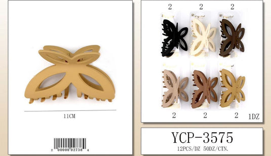 Hair- Butterfly Hair Clip YCP-3575 (12pc pack)