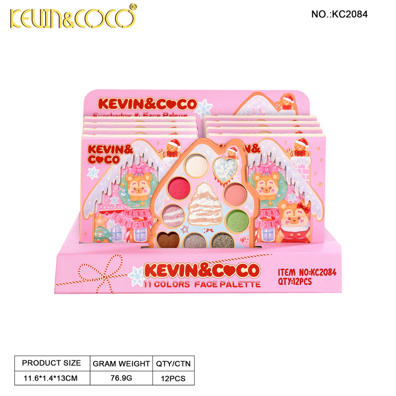 Load image into Gallery viewer, Face-Kevin&amp;Coco Bear-y-Merry Gingerbread House Eyeshadow Palette KC2084 ($4 each, 12pc display)

