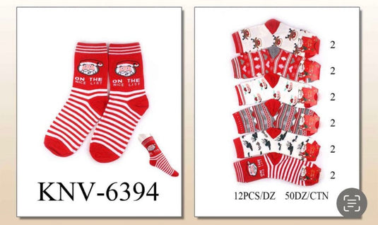 Accessories- Xmas High Socks KNV-6394 (12pc pack)