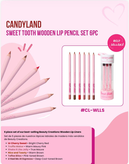 Lips-Beauty Creations x Candyland Sweet Toooth Wooden Lip Pencil Set