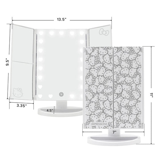 Novelties- Impressions Hello Kitty Trifold LED Makeup Mirror with Magnification HKTF-BOWS-WHT (3pc bundle, $27 each)