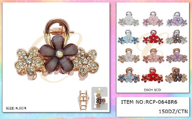 Hair-Mini Metal Flower Hair Clip Silver and Gold RCP-0648R6 (12pc pack)