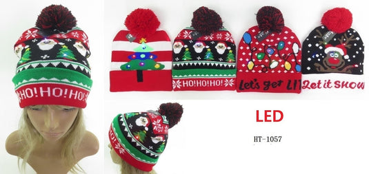 Hair- Xmas Light up Beanie HT1057 (12pc pack)