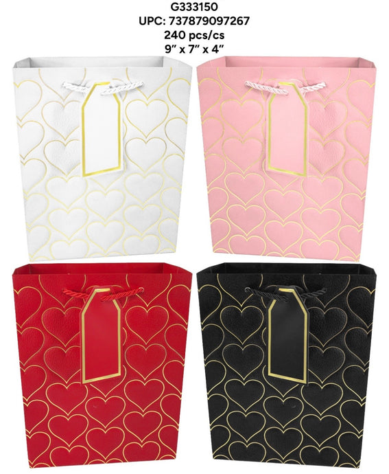 Accessories-Golden Heart Pattern Gift Bags Small Size G333150 (12pc pack)