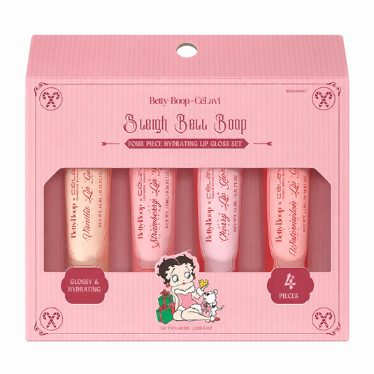 Lips-Celavi x Betty Boop Sleigh Bell Boop 4pc Hydrating Lip Gloss Set B50566HR3 ($4 each, 4pc bundle)