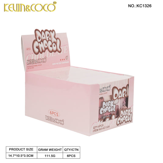 Eyes-Kevin&Coco Dark Chocol Palette & Lip Gloss Set KC1326 ($2.25 each, 6pc display)