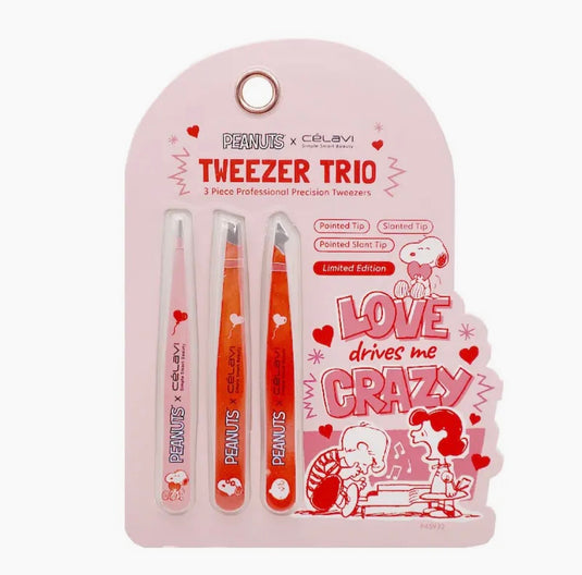 Eyebrow-Celavi Peanuts Love Drives Me Crazy 3pc Tweezer Set P45932 ($3 each, 6pcs bundle)