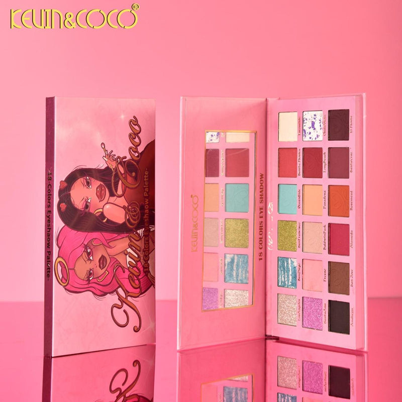 Load image into Gallery viewer, Eyes-Kevin&amp;Coco 18 Color Eyeshadow Palette KC1250 ($3 each, 12pc display)
