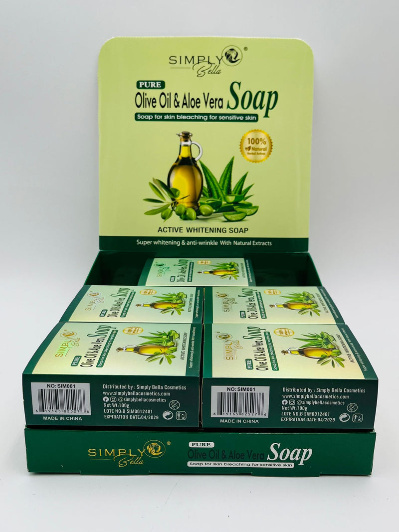 Load image into Gallery viewer, Skincare- Simply Bella Pure Olive Oil &amp; Aloe Vera Soap SIM001 (12pc box, $1.75 each)
