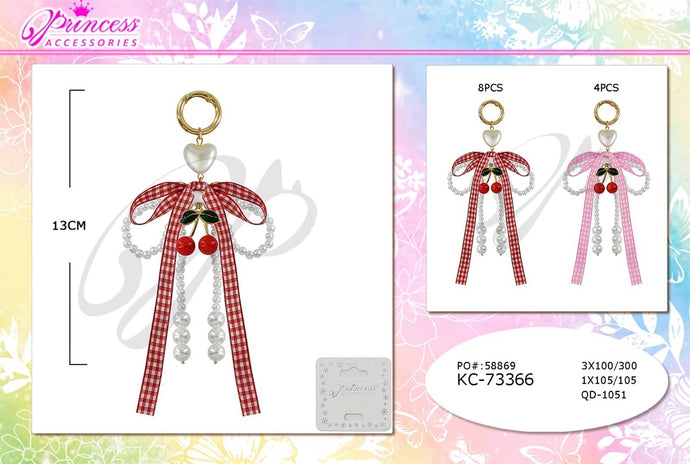 Accessories-Beaded Pearl Cherry Keychain KC-73366 (12pc pack)