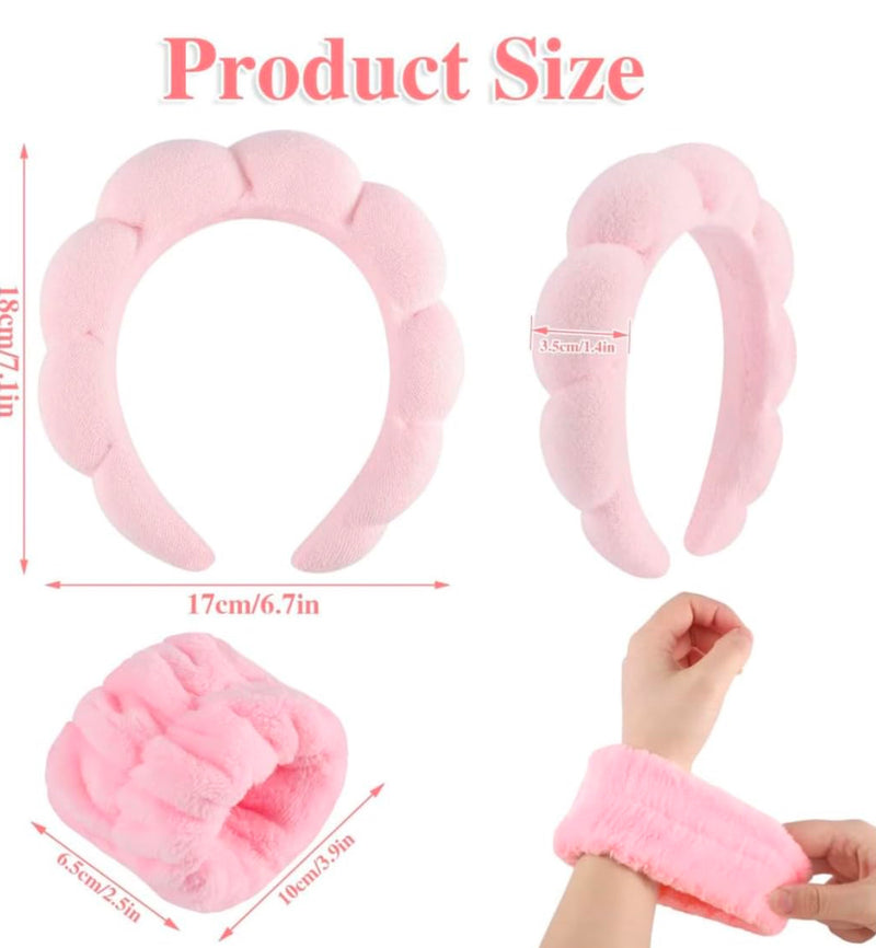 Load image into Gallery viewer, Hair- Miss Lil Spa headband &amp; Wristband Set PINK MLHB-01 (6pc bundle, $2.50 each)
