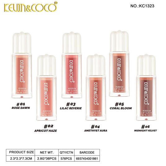 Lips-Kevin&Coco Mirror Lip Glaze Velvet Liquid Lipstick KC1323 ($1 each, 36pc display)