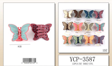 Hair- Butterfly Two Toned Hair Clip YCP-3587 (12pc pack)