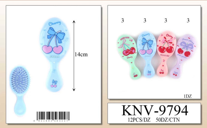 Hair-Cherry Plastic Hair Brush KNV-9794 (12pc pack)
