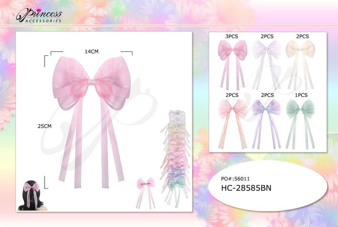 Hair- Pastel Butterfly Ribbon Hair Bow HC-28585BN (12pc strip)