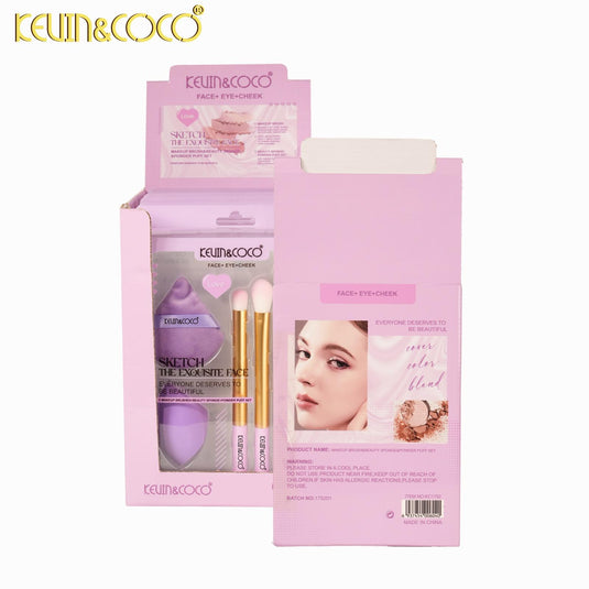 Face-Kevin&Coco Brush, Sponge and Puff Set KC1752 ($4 each, 6pc display)
