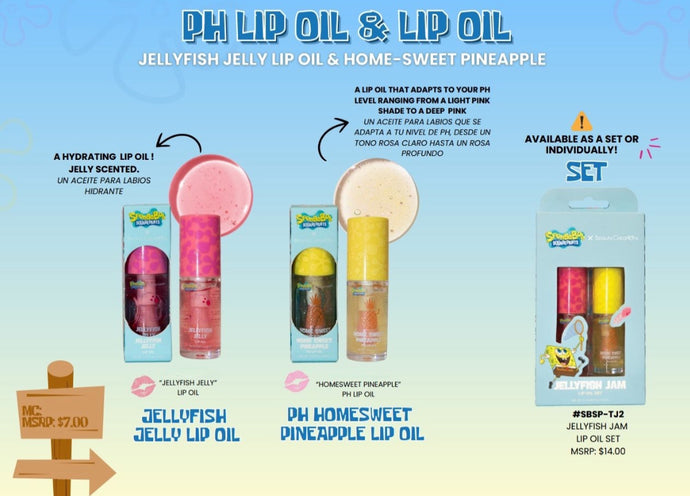 Lips- Beauty Creations x SpongeBob Jellyfish Jam Lip Oil Set SBSP-TJ2 (4pc bundle, $7 each)