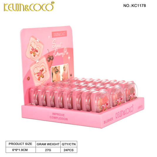 Face-Kevin&Coco Sweet Cherry Pie Heart Blush KC1178 ($1 each, 24pc display)