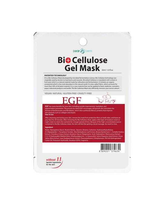 Skincare- Dear Derm Bio+Cellulose Gel Mask EGF (Pack of 10)