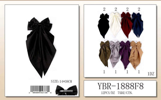 Hair-Dark Colors Hair Ribbon YBR-1888F8 (12pc pack)