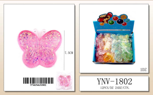 Accessories-Glitter Butterfly Squishy Toy YNV-1802 (12pc pack)