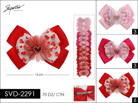 Hair- Valentines Day Heart Hair Bow SVD-2291 (12pc Strip) –  Secretbargainshop