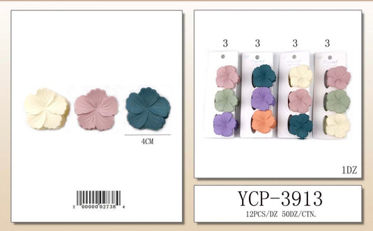 Hair-Matte Flower Mini Hair Claw Clip Set YCP-3913 (12pc pack)