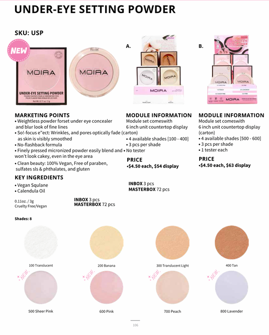 Face-Moira Under-Eye Setting Powder Display #USP (12pc display + Tester)