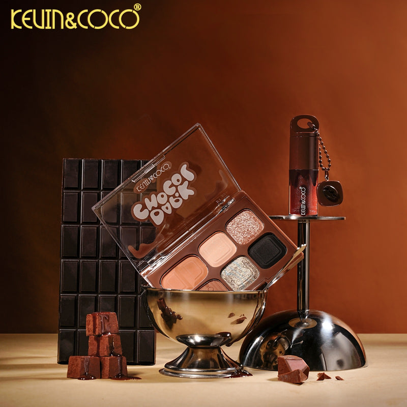Load image into Gallery viewer, Eyes-Kevin&amp;Coco Dark Chocol Palette &amp; Lip Gloss Set KC1327 ($2.25 each, 6pc display)
