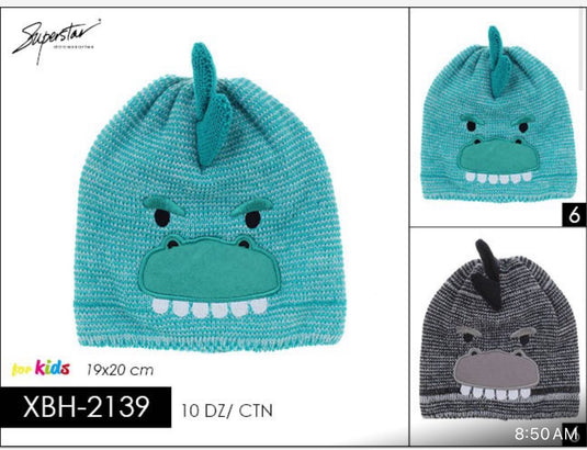 Hair- Dino Beanie XBH-2139 (12pc pack)