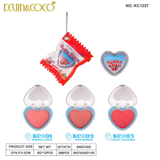 Face-Kevin&Coco Sugar Rush Heart Blush KC1237 ($1.75 each, 12pc Display)