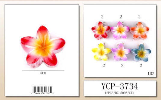Hair-Hawaiian Flower Hair Clip YCP-3734 (12pcs pack)