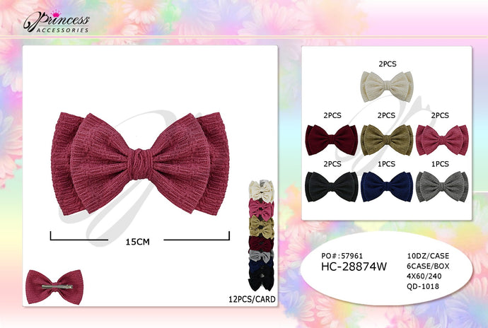 Hair- Cute Hair Bow HC-28874W (12pc strip)