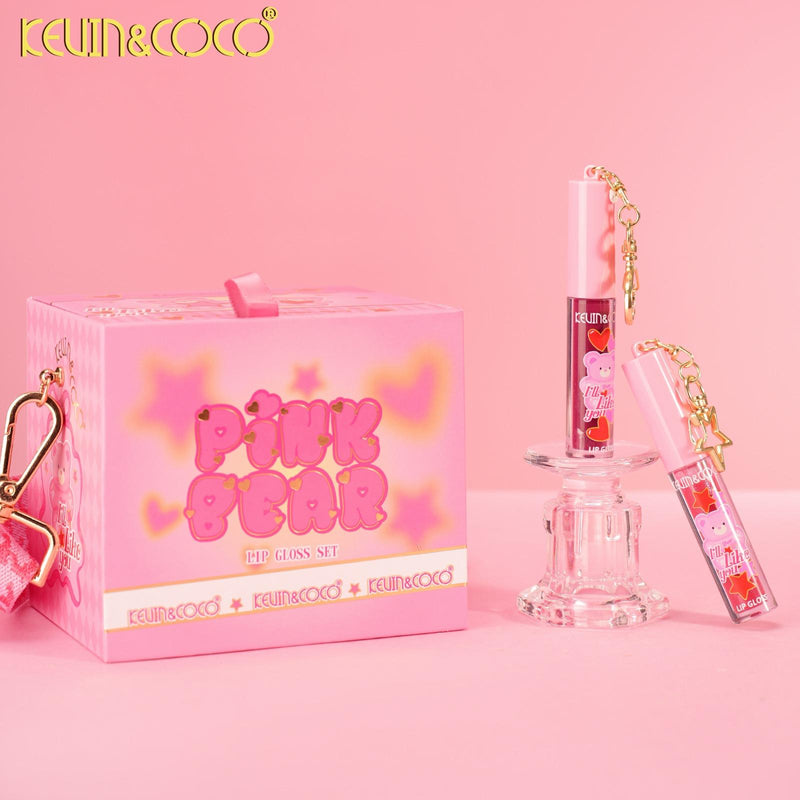 Load image into Gallery viewer, Lips-Kevin&amp;Coco Pink Bear Lip Gloss Set KC1273 ($7.50 each, 6pc bundle)
