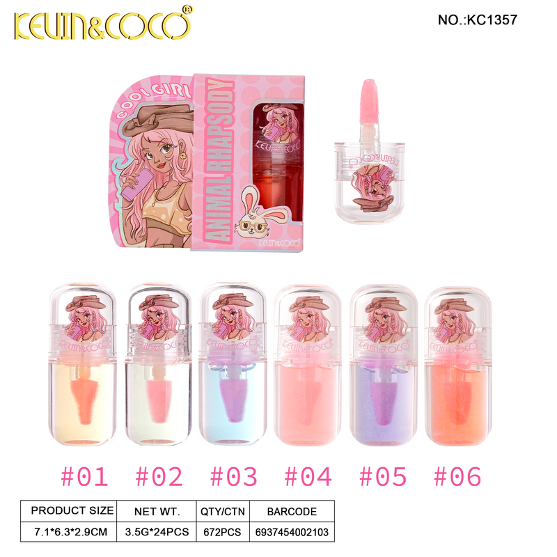Load image into Gallery viewer, Lips-Kevin&amp;Coco Animal Rhapsody Lip Oil KC1357 ($1 each, 24pc display)
