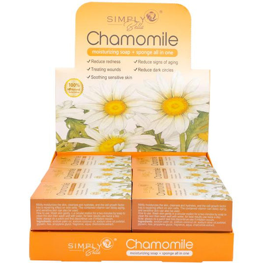 Skincare- Simply Bella Chamomile Moisturizing Soap + Sponge All In One SIM015 (12pc box, $2 each)