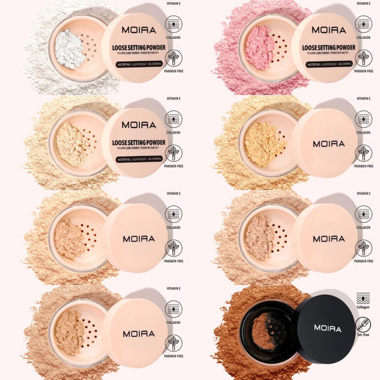 Face-Moira Loose Setting Powder Display 8 Shades 1-8 (48pc display + Tester)