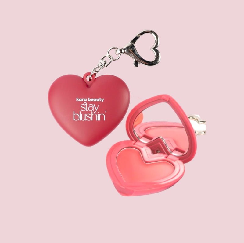 Load image into Gallery viewer, Lips- Kara Glow On The Go! Stay Blushin’ Lip &amp; Cheek Heart Keychain FLIRTY FLUSH F4-32-1 (4pc bundle, $3.50 each)
