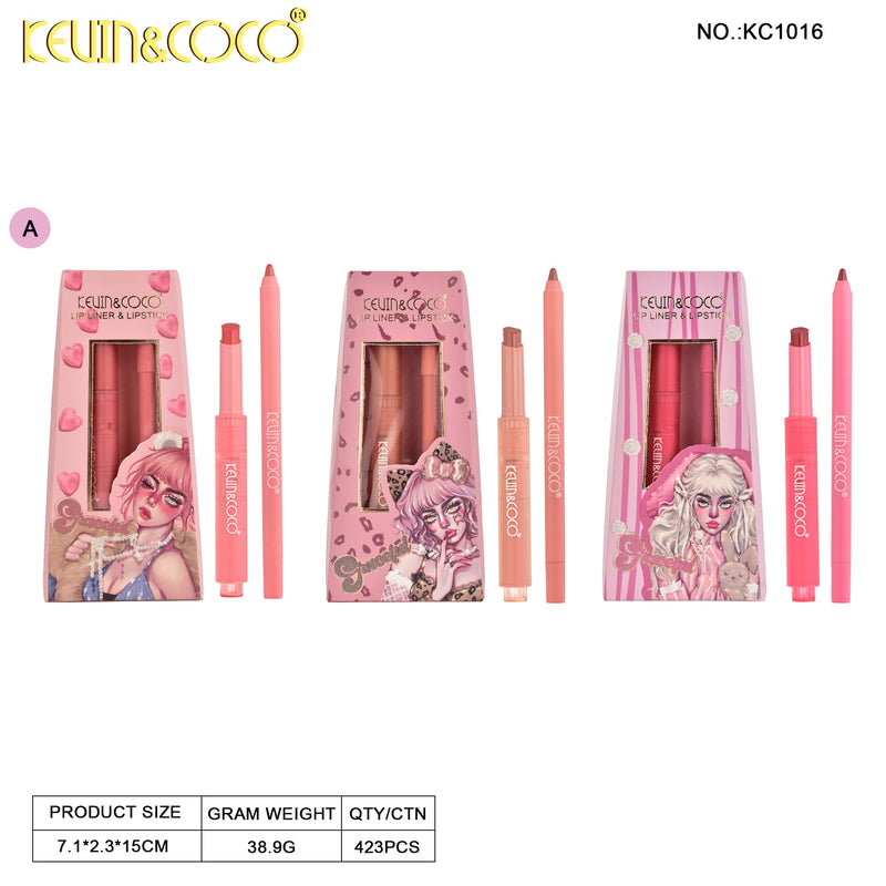Load image into Gallery viewer, Lips-Kevin&amp;Coco Kitty Shine Lip Liner &amp; Lip Tint KC1016 ($2 each, 24pc display)
